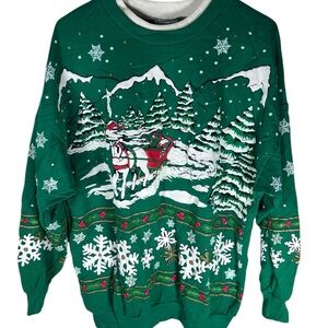Vintage Nut Cracker Green Holiday Christmas Sweater Size 20 XXL